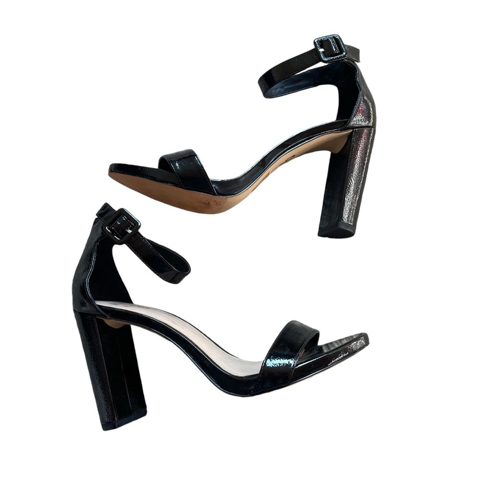 Mix No. 6 Open Toe Buckle Ankle Strap Faux Leather Black Heels Women’s 8.5